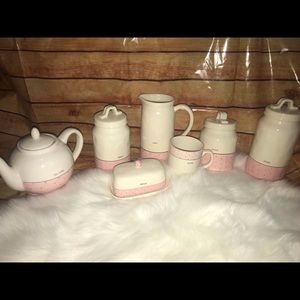 Rae Dunn pink polka dot collection